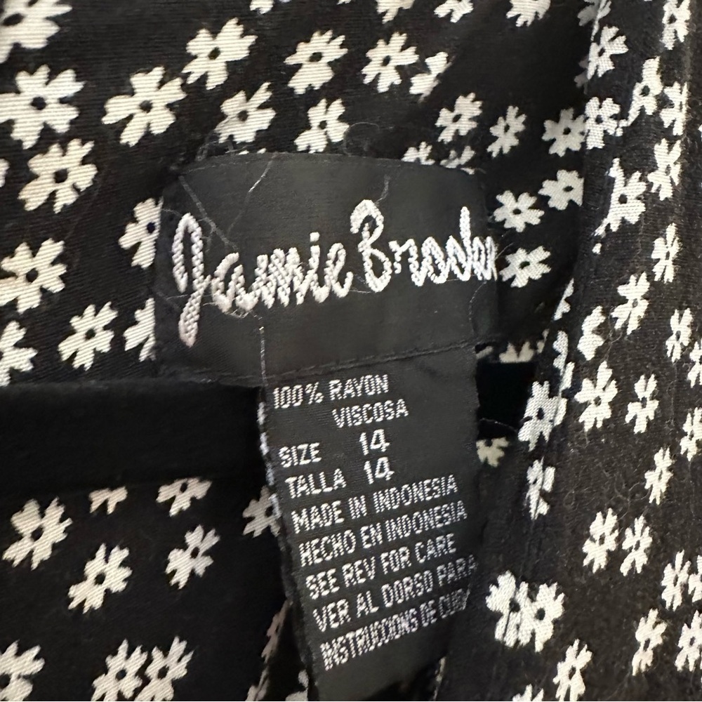 Jamie Brooke Vintage Black Floral Wide Leg Jumpsuit black white sz Medium - Picture 6 of 6